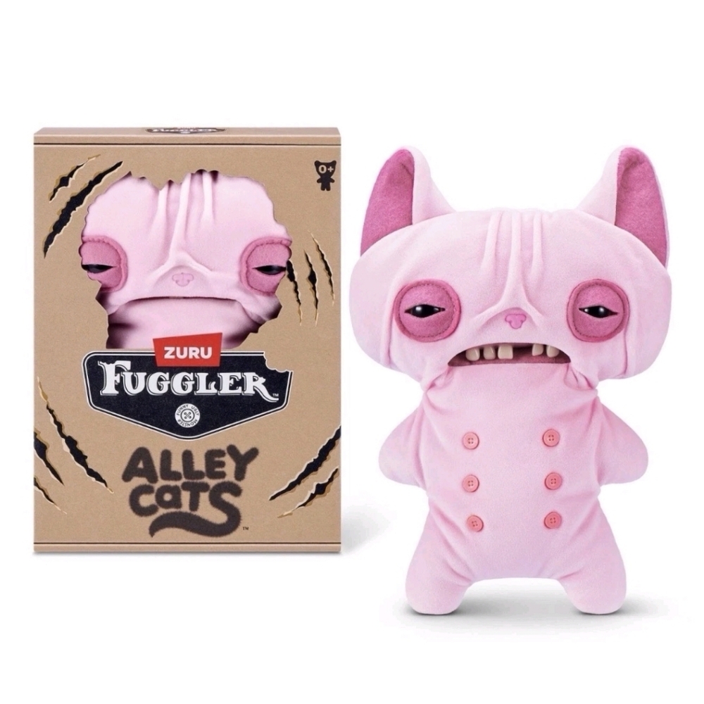 NEW Fuggler Alley Cats Wrinkle McStinkles Plush Sphynx 9" Toy Pink Hairless Cat